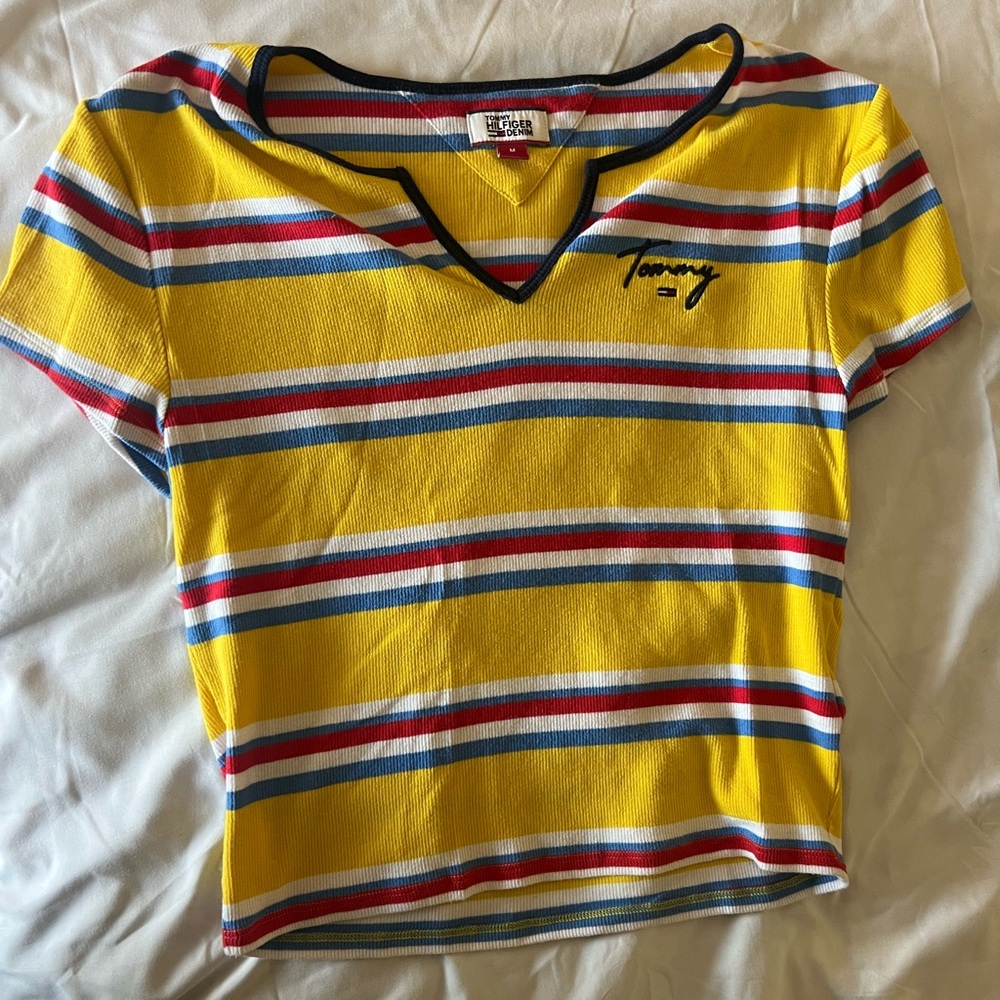 tommy hilfiger - ribbed cropped shirt